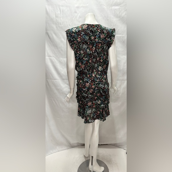 Veronica Beard Black Floral Print Silk Dress Size 8 - Picture 9 of 14